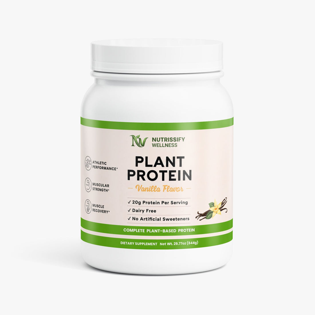 Nutrissify Wellness Vegan Plant Protein Powder - 20g Protein, Dairy Free Vanilla Delight