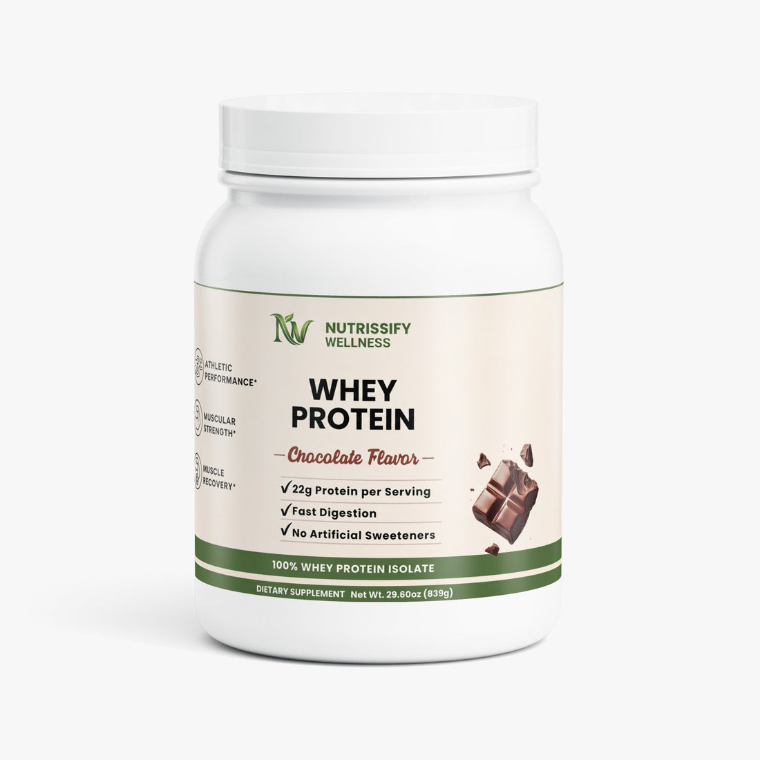 Nutrissify Wellness Chocolate Whey Protein Isolate – 22g Protein for Effective Muscle Recovery