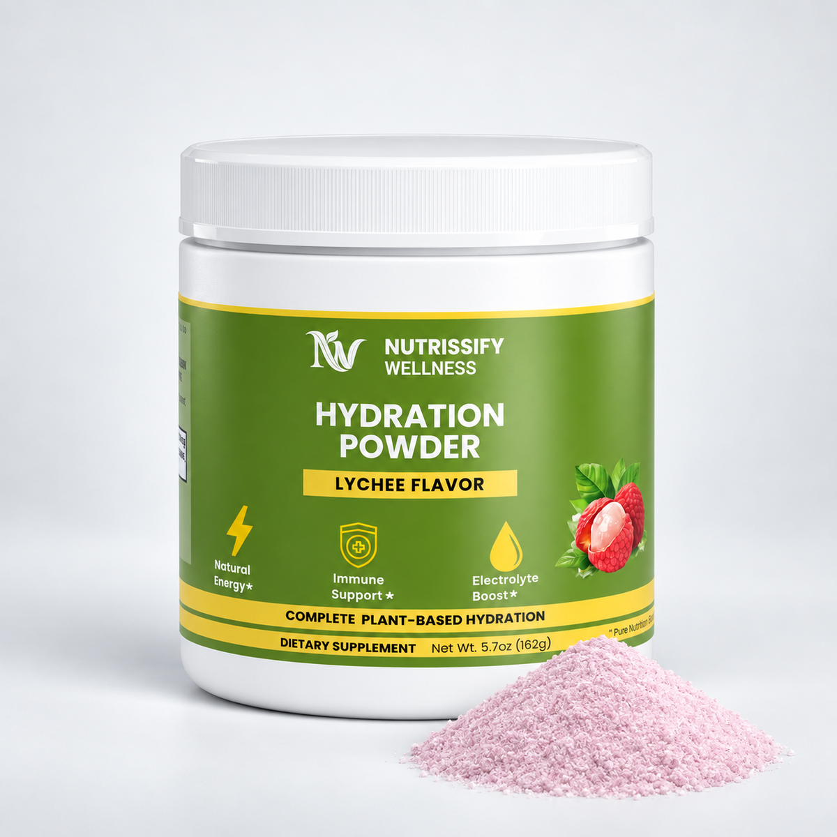 Nutrissify Wellness Lychee Electrolyte Hydration Powder - Refreshing Plant-Based Drink Mix