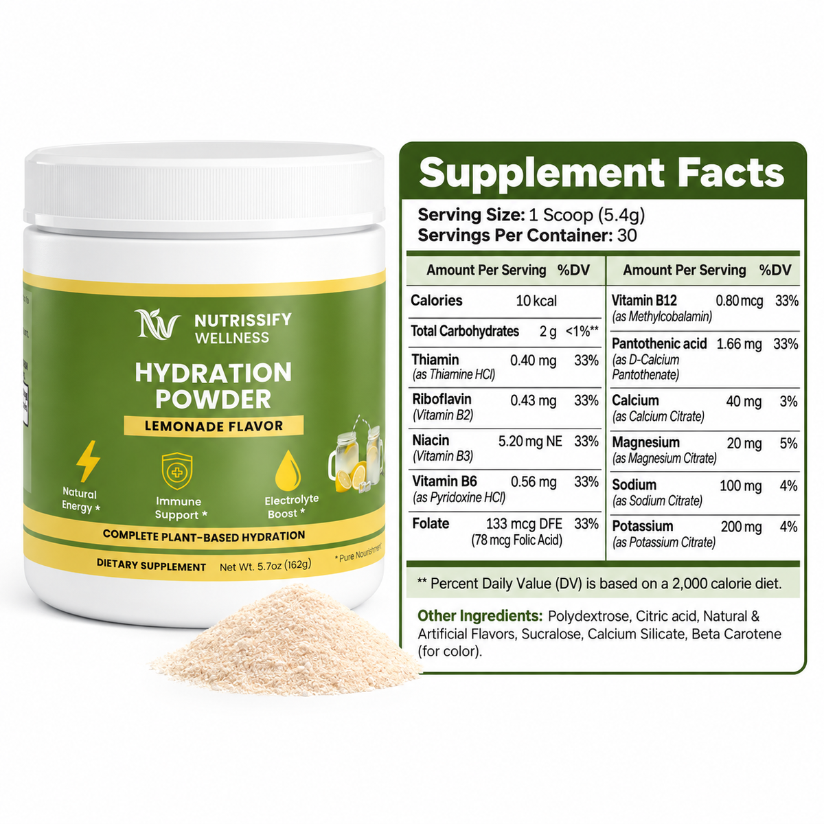 Nutrissify Wellness- Hydration Powder – Lemonade, Electrolyte Drink Mix