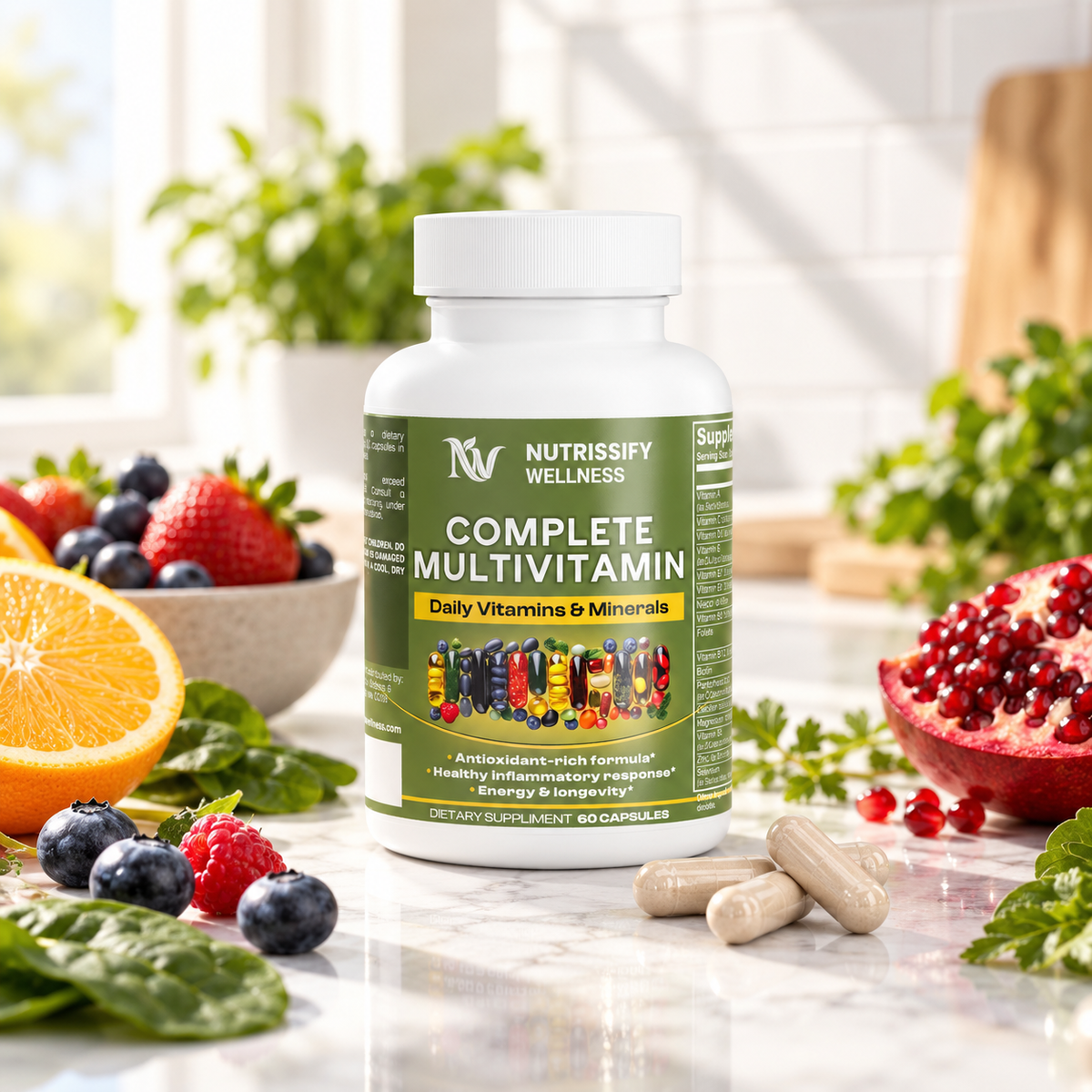 Nutrissify Wellness Complete Daily Multivitamin for Whole-Body Support – 60 Capsules