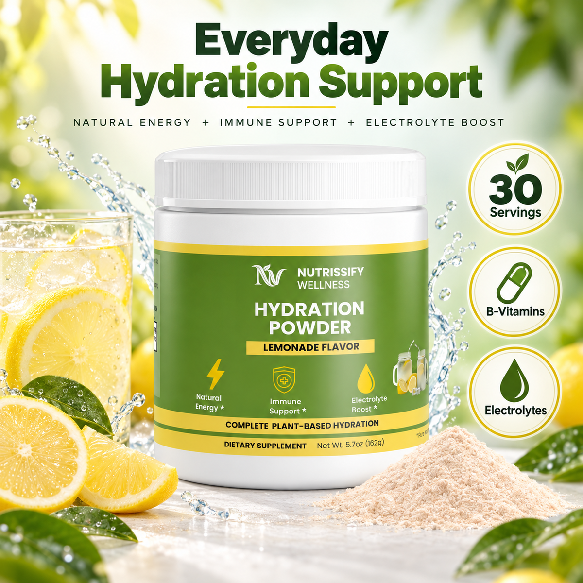 Nutrissify Wellness- Hydration Powder – Lemonade, Electrolyte Drink Mix