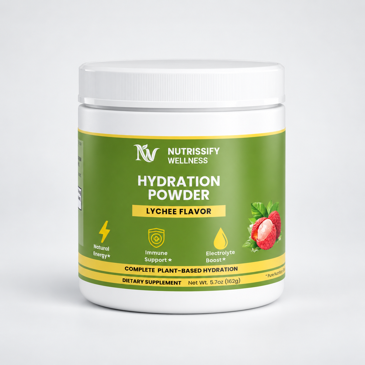 Nutrissify Wellness Lychee Electrolyte Hydration Powder - Refreshing Plant-Based Drink Mix