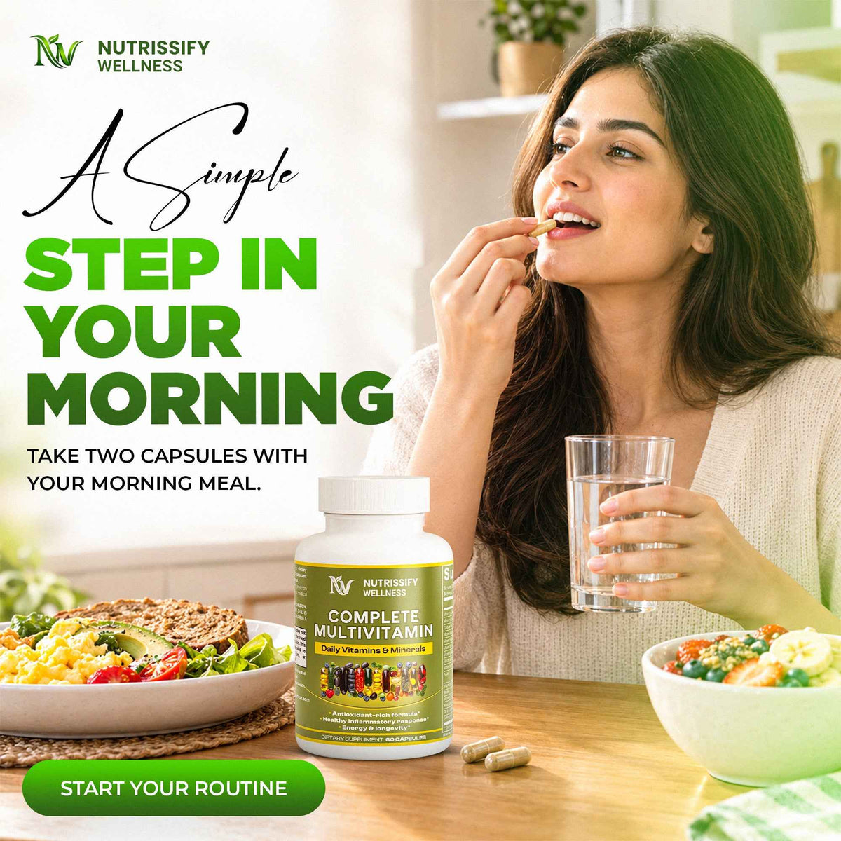 Nutrissify Wellness Complete Daily Multivitamin for Whole-Body Support – 60 Capsules