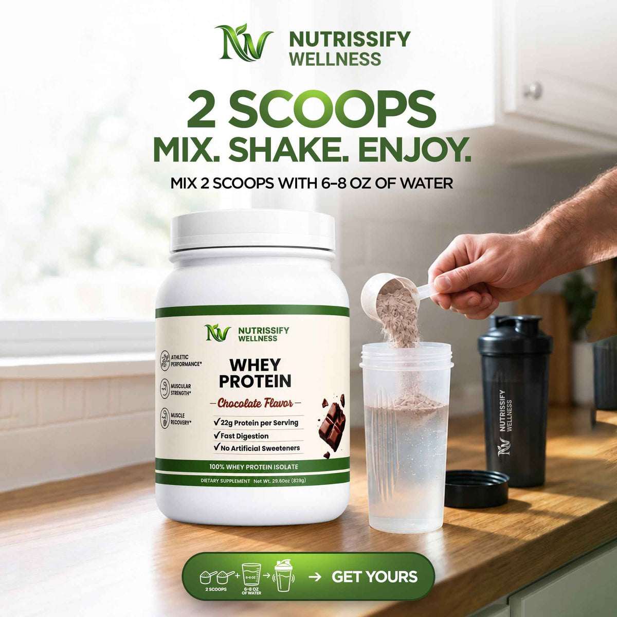 Nutrissify Wellness Chocolate Whey Protein Isolate – 22g Protein for Effective Muscle Recovery
